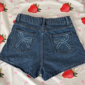 Denim Women's Shorts with Bow